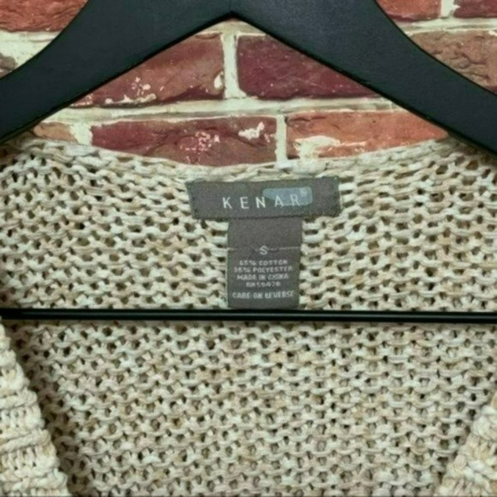 KENAR WOMEN’S OATMEAL PULLOVER HOODED KNIT SWEATER - Picture 4 of 7